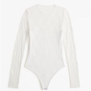 Abercrombie White Long Sleeve Lace Bodysuit